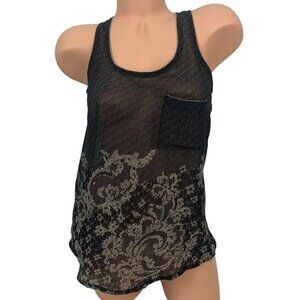 Collective Concepts Floral Print Flowy Boho‎ Tank Top Sheer Sleeveless Blouse S